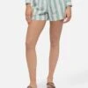 MC2 Saint Barth Meave Cotton Pull Up Shorts With Sage Green Striped Print -MC2 Saint Barth Shop UID MEA00201019H WOMAN SHORTPANT GREEN LINEN MC2 1