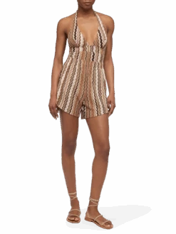 MC2 Saint Barth Meave Rachel Knit Fabric Pull Up Shorts -MC2 Saint Barth Shop UID MEA00201060H WOMAN SHORTPANT BROWN CHEVRON 0 20250505123500 4