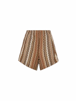MC2 Saint Barth Meave Rachel Knit Fabric Pull Up Shorts -MC2 Saint Barth Shop UID MEA00201060H WOMAN SHORTPANT BROWN CHEVRON 0 20250508163515 5