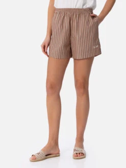 MC2 Saint Barth Woman Cotton Striped Pull Up Shorts Meave
