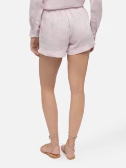 MC2 Saint Barth Meave Pink Linen Pull Up Shorts -MC2 Saint Barth Shop UID MEA00205725H WOMAN SHORTPANT PINK PLAIN.COLOR 0 3