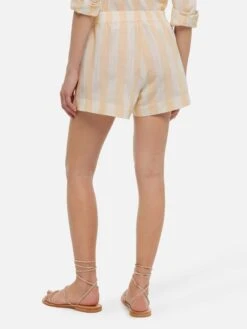 MC2 Saint Barth Meave Pull Up Shorts With Beige Striped Print -MC2 Saint Barth Shop UID MEA00205739H WOMAN SHORTPANT WHITE LINEN 20250320123502 3