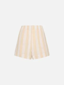 MC2 Saint Barth Meave Pull Up Shorts With Beige Striped Print -MC2 Saint Barth Shop UID MEA00205739H WOMAN SHORTPANT WHITE LINEN 20250320130000 5