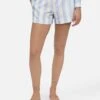 MC2 Saint Barth Meave Cotton Pull Up Shorts With Light Blue Striped Print
