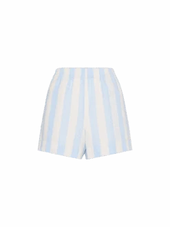 MC2 Saint Barth Meave Cotton Pull Up Shorts With Light Blue Striped Print -MC2 Saint Barth Shop UID MEA00205741H WOMAN SHORTPANT BLUE STRIPES 0 4 47959d33 eaf1 4188 872d 188641d034af