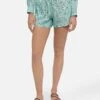 MC2 Saint Barth Meave Linen Pull Up Shorts With Bandanna Print -MC2 Saint Barth Shop UID MEA00205764H WOMAN SHORTPANT GREEN BANDANA 0 20250527103516 1