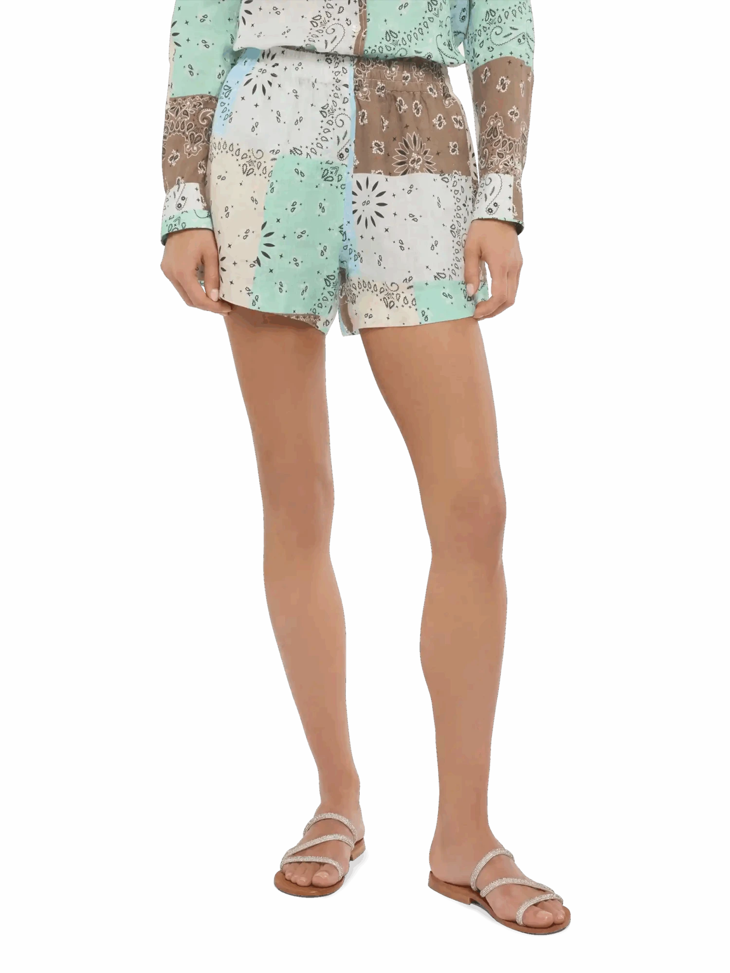 MC2 Saint Barth Meave Linen Pull Up Shorts With Bandanna Patch Print 3 MC2 Saint Barth Meave Linen Pull Up Shorts With Bandanna Patch Print