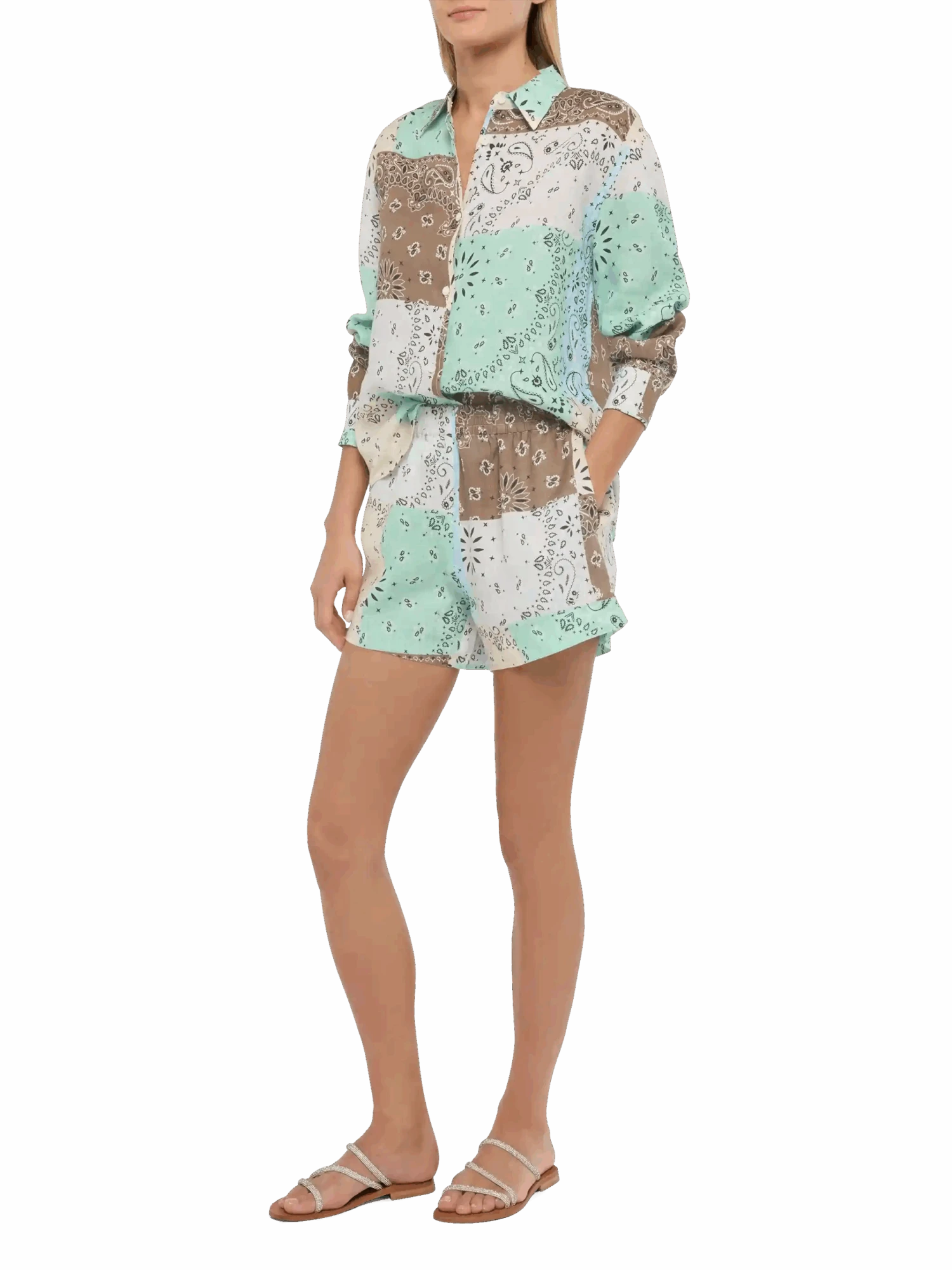 MC2 Saint Barth Meave Linen Pull Up Shorts With Bandanna Patch Print 4 MC2 Saint Barth Meave Linen Pull Up Shorts With Bandanna Patch Print - Image 2