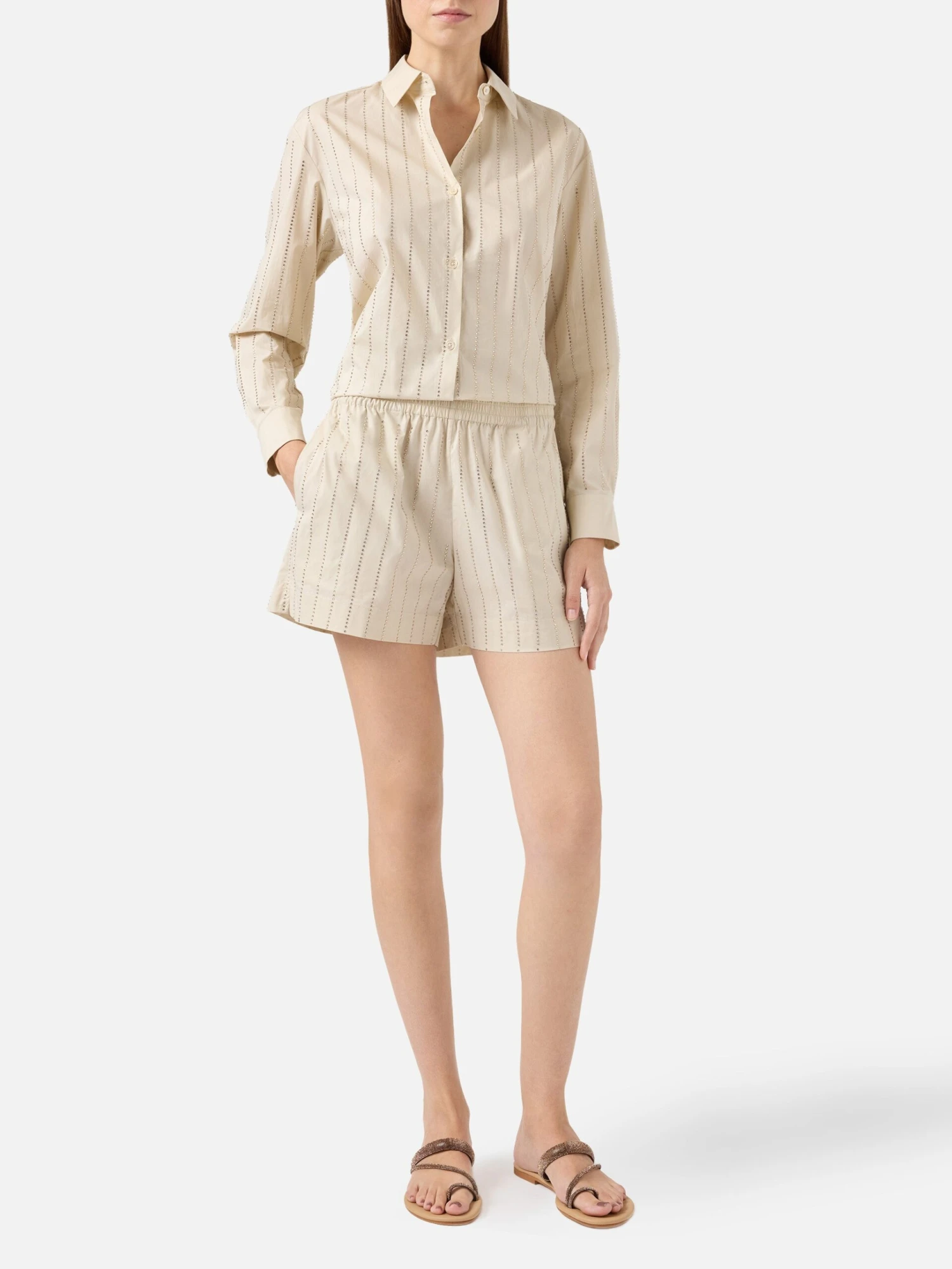 MC2 Saint Barth Meave Shorts Pull Up In Popeline Di Cotone Con Decorazione Di Strass A Righe 4 MC2 Saint Barth Meave Shorts Pull Up In Popeline Di Cotone Con Decorazione Di Strass A Righe - Image 2