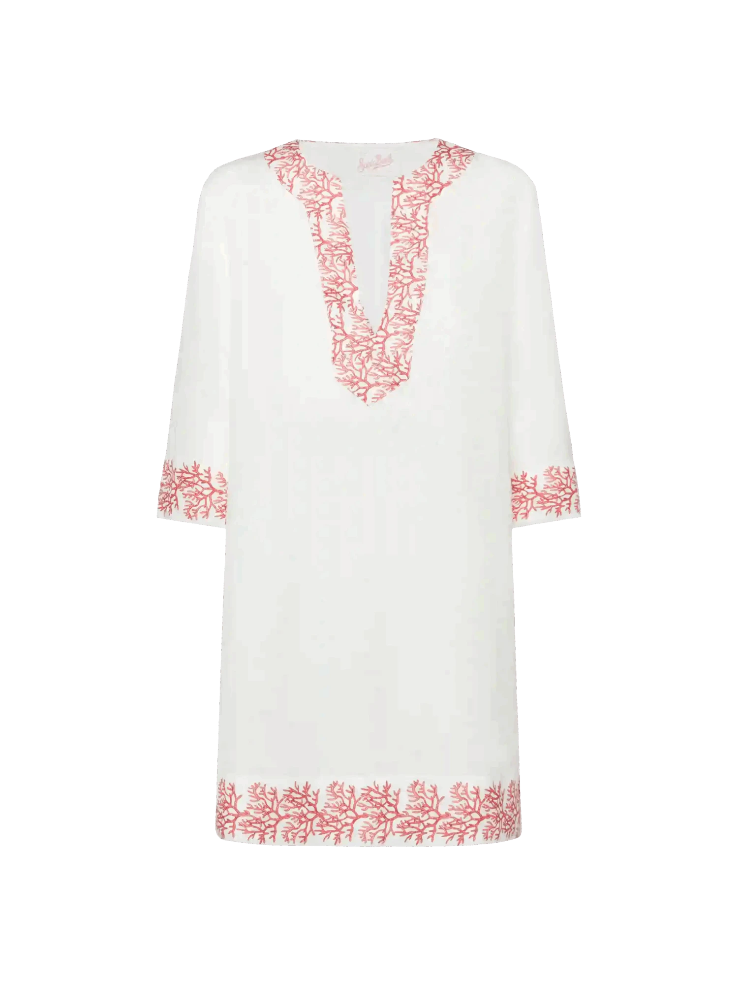 MC2 Saint Barth Macha Linen Tunic Dress With Coral Print 6 MC2 Saint Barth Macha Linen Tunic Dress With Coral Print - Image 4