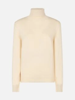 MC2 Saint Barth Woman White Cashmere Blend Turtleneck Sweater Moody -MC2 Saint Barth Shop UID MOD000100492G WOMAN KNITWEAR WHITE 1