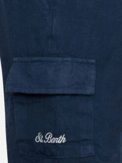 MC2 Saint Barth Boy Navy Blue Linen Bemuda Marseille Jr 7 MC2 Saint Barth Boy Navy Blue Linen Bemuda Marseille Jr -MC2 Saint Barth Shop UID MRE000100127F BOY PANT BLUE 3