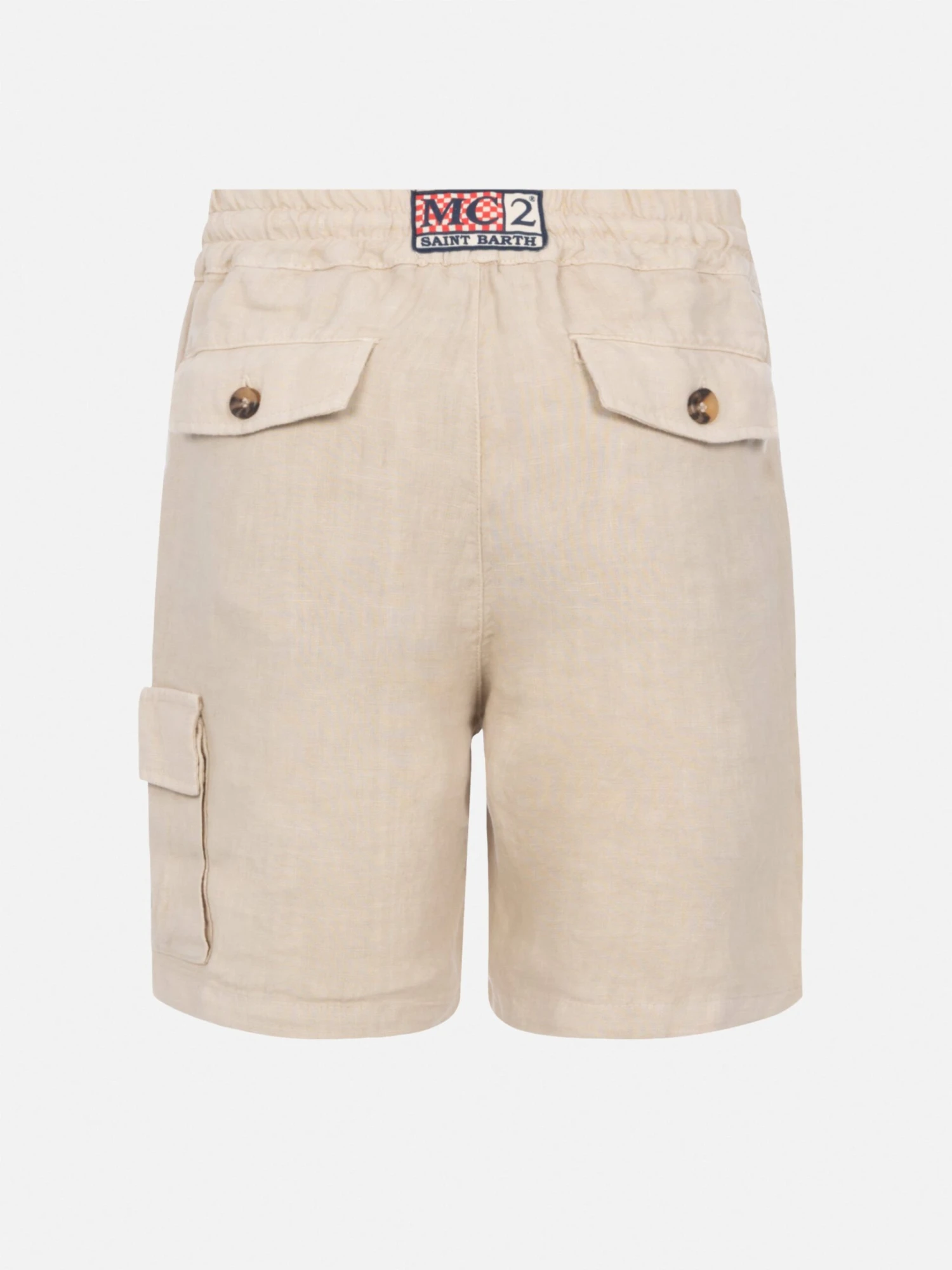 MC2 Saint Barth Marseille Jr Beige Linen Bemuda 4 MC2 Saint Barth Marseille Jr Beige Linen Bemuda - Image 2