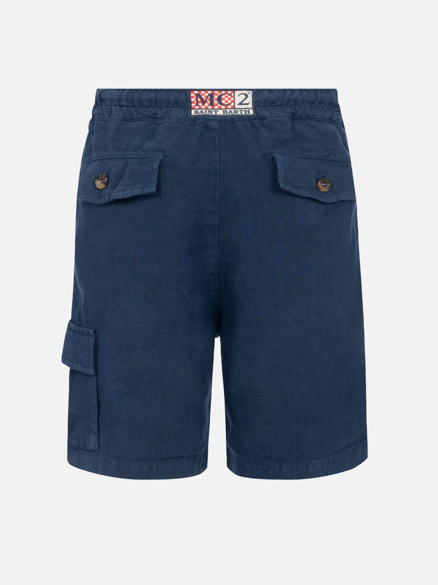 MC2 Saint Barth Marseille Jr Navy Blue Linen Bemuda 4 MC2 Saint Barth Marseille Jr Navy Blue Linen Bemuda - Image 2