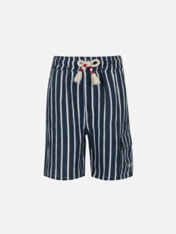 MC2 Saint Barth Boy Blue Striped Linen Bemuda Marseille Jr
