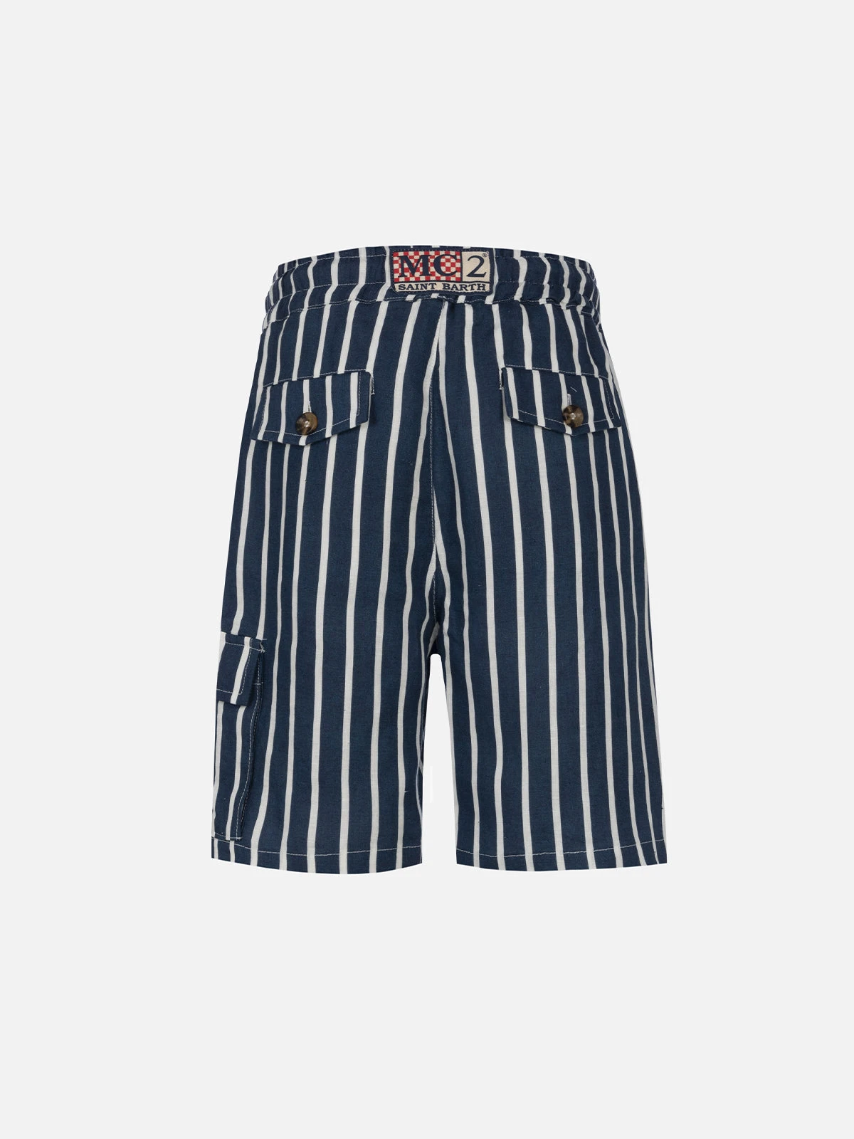 MC2 Saint Barth Boy Blue Striped Linen Bemuda Marseille Jr 4 MC2 Saint Barth Boy Blue Striped Linen Bemuda Marseille Jr - Image 2