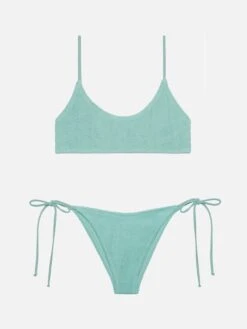 MC2 Saint Barth Bralette Bikini Judy Marielle In Sage Green Crinkle Lurex