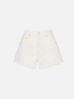MC2 Saint Barth Musa White Denim Shorts With Rhinestone Embellishment -MC2 Saint Barth Shop UID MUS000104825H WOMAN SHORTPANT WHITE PLAIN.COLOR MC2 4 dc14ba6c 370b 44f8 92a1 0ab445f61b41