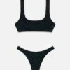 MC2 Saint Barth Elise Classic Black Crinkle Lurex Swim Briefs - Naima Black Lurex Crinkle Classic Bralette Top