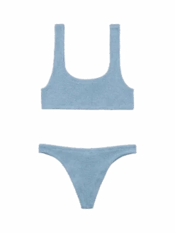 MC2 Saint Barth Avio Blue Lurex Crinkle Classic Bralette Bikini Naima Naomi