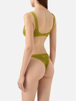 MC2 Saint Barth Naomi Pistachio Crinkle Cheeky Swim Briefs - Naima Pistachio Crinkle Classic Bralette Top -MC2 Saint Barth Shop UID NAIM00205765H WOMAN TOPBIKINI GREEN 0 0 3