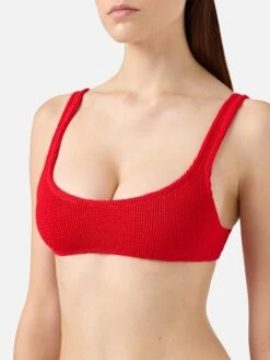 MC2 Saint Barth Naomi Red Crinkle Cheeky Swim Briefs - Naima Red Crinkle Classic Bralette Top -MC2 Saint Barth Shop UID NAIM00205797H WOMAN TOPBIKINI RED 0 0 2