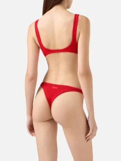 MC2 Saint Barth Naomi Red Crinkle Cheeky Swim Briefs - Naima Red Crinkle Classic Bralette Top -MC2 Saint Barth Shop UID NAIM00205797H WOMAN TOPBIKINI RED 0 0 3