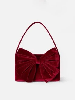 MC2 Saint Barth Burgundy Velvet Bag Nana With Maxi Bow