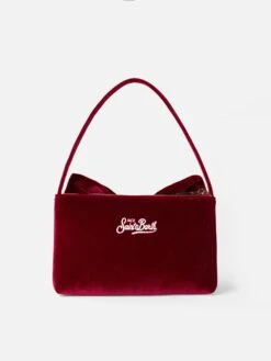MC2 Saint Barth Burgundy Velvet Bag Nana With Maxi Bow -MC2 Saint Barth Shop UID NANA00100484G ACCESSORY BAG RED 20240920143500 4
