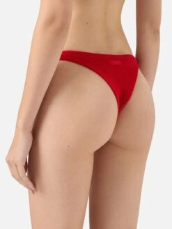 MC2 Saint Barth Naomi Red Crinkle Cheeky Swim Briefs - Naima Red Crinkle Classic Bralette Top -MC2 Saint Barth Shop UID NAO000605797H WOMAN BOTTOMBIKINI RED PLAIN.COLOR MC2 1