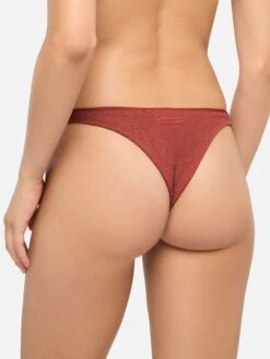 MC2 Saint Barth Bralette Bikini Judy Naomi With Cheeky Swim Briefs In Rust Orange Crinkle -MC2 Saint Barth Shop UID NAO001101345H WOMAN BOTTOMBIKINI RED 0 0 1