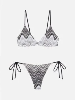 MC2 Saint Barth Norah Raschel Chevron Cheeky Swim Briefs - Paloma Raschel Knit Scoop Bralette With Wave Pattern
