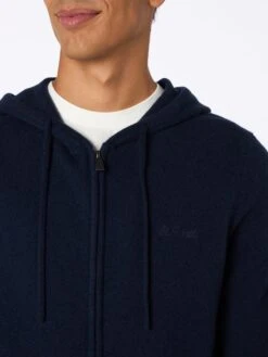 MC2 Saint Barth Man Navy Blue Lambswool Hooded Sweater Notting -MC2 Saint Barth Shop UID NOT000100845G STBM KNITWEAR BLUE 3