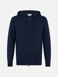MC2 Saint Barth Man Navy Blue Lambswool Hooded Sweater Notting -MC2 Saint Barth Shop UID NOT000100845G STBM KNITWEAR BLUE 4