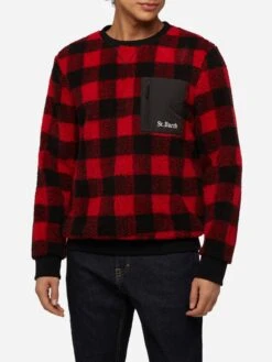 MC2 Saint Barth Teddy-fleece Sweatshirt Oak With Check Print