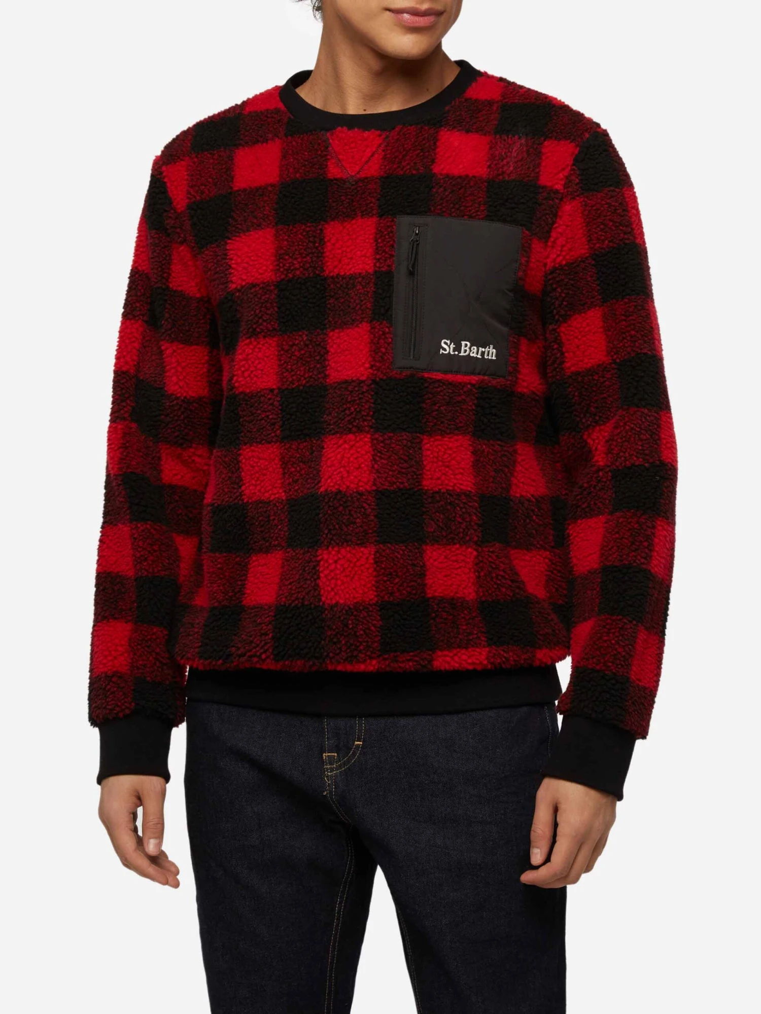 MC2 Saint Barth Teddy-fleece Sweatshirt Oak With Check Print 3 MC2 Saint Barth Teddy-fleece Sweatshirt Oak With Check Print