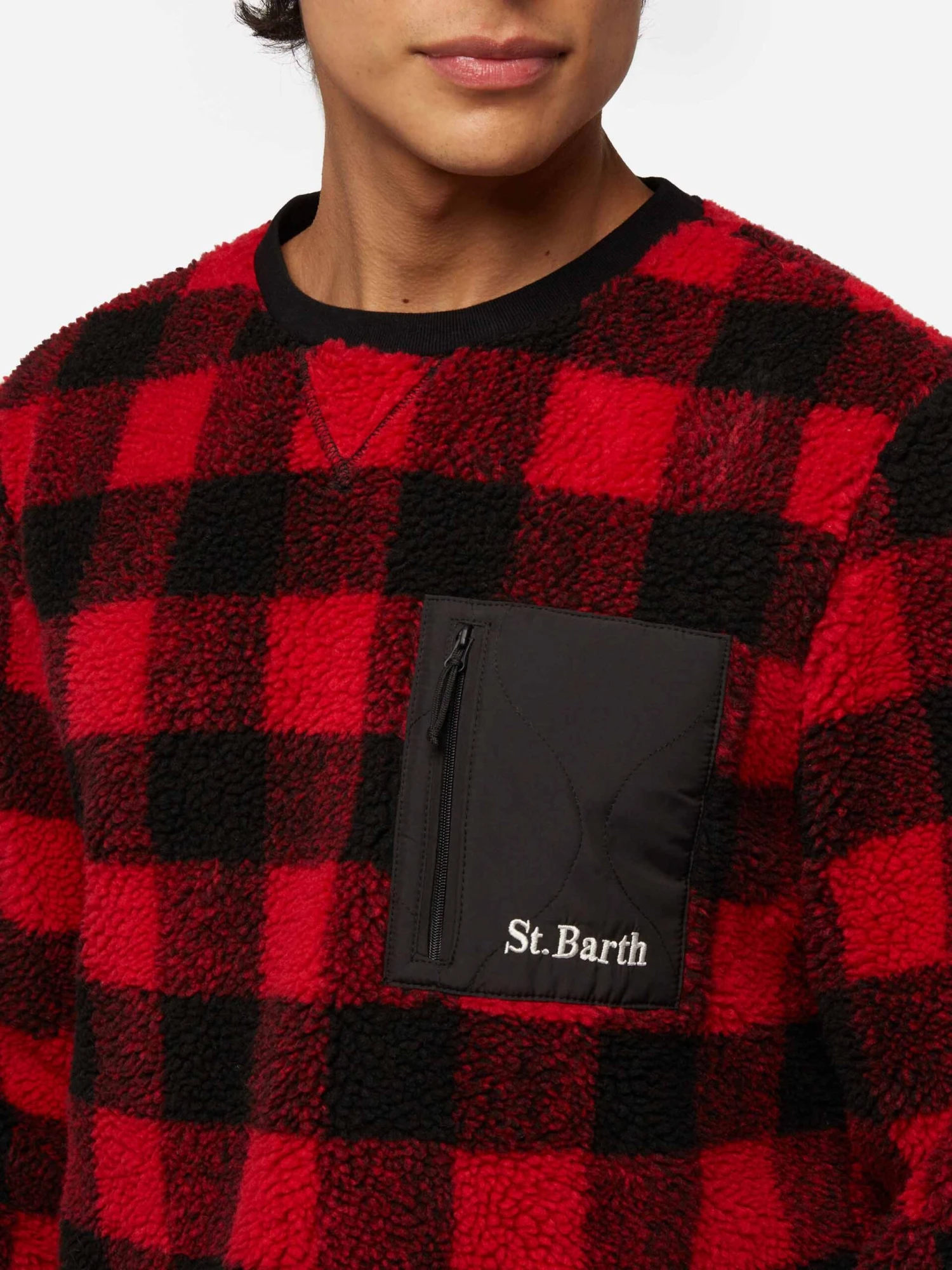 MC2 Saint Barth Teddy-fleece Sweatshirt Oak With Check Print 4 MC2 Saint Barth Teddy-fleece Sweatshirt Oak With Check Print - Image 2