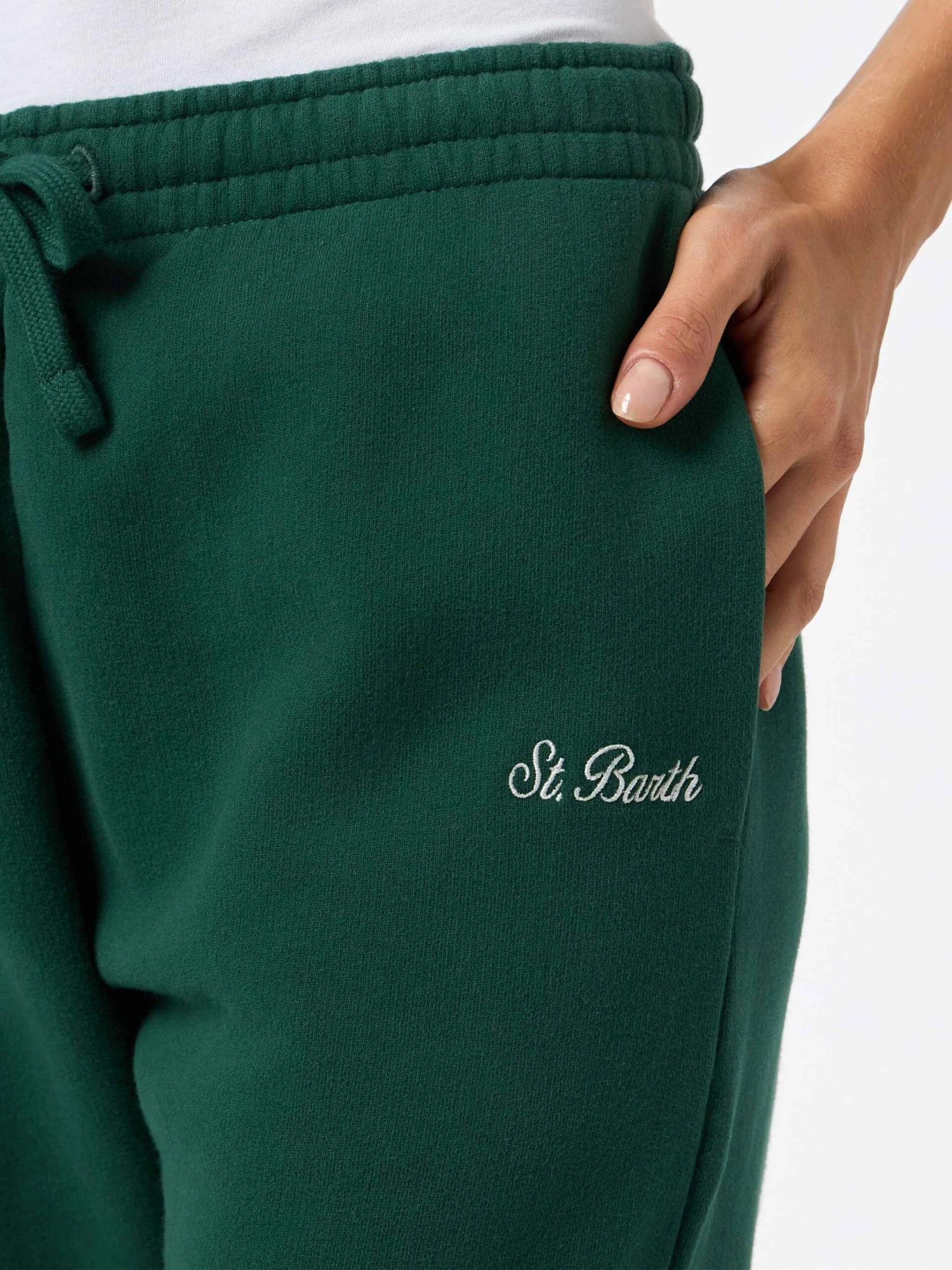 MC2 Saint Barth Woman British Green Cotton Fleece Jogger Pants Odalys 5 MC2 Saint Barth Woman British Green Cotton Fleece Jogger Pants Odalys - Image 3