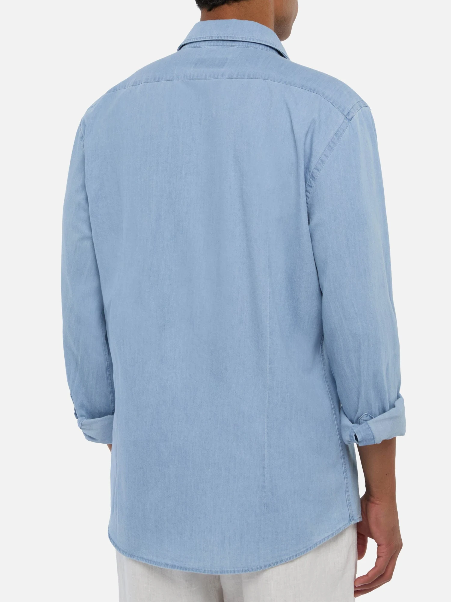 MC2 Saint Barth Light Denim Blue Chambray Shirt Pamplona 5 MC2 Saint Barth Light Denim Blue Chambray Shirt Pamplona - Image 3