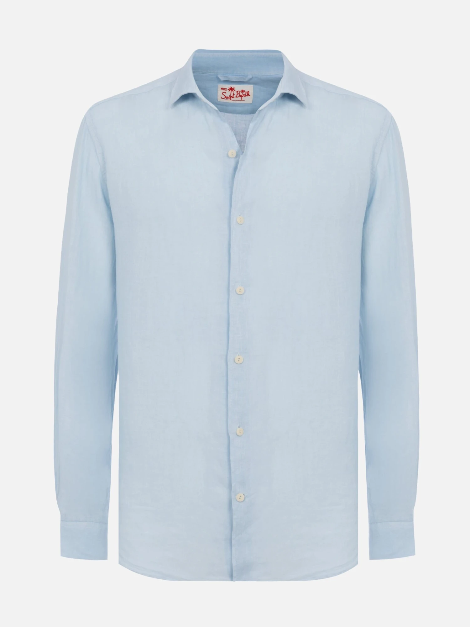 MC2 Saint Barth Light Blue Linen Shirt Pamplona 6 MC2 Saint Barth Light Blue Linen Shirt Pamplona - Image 4