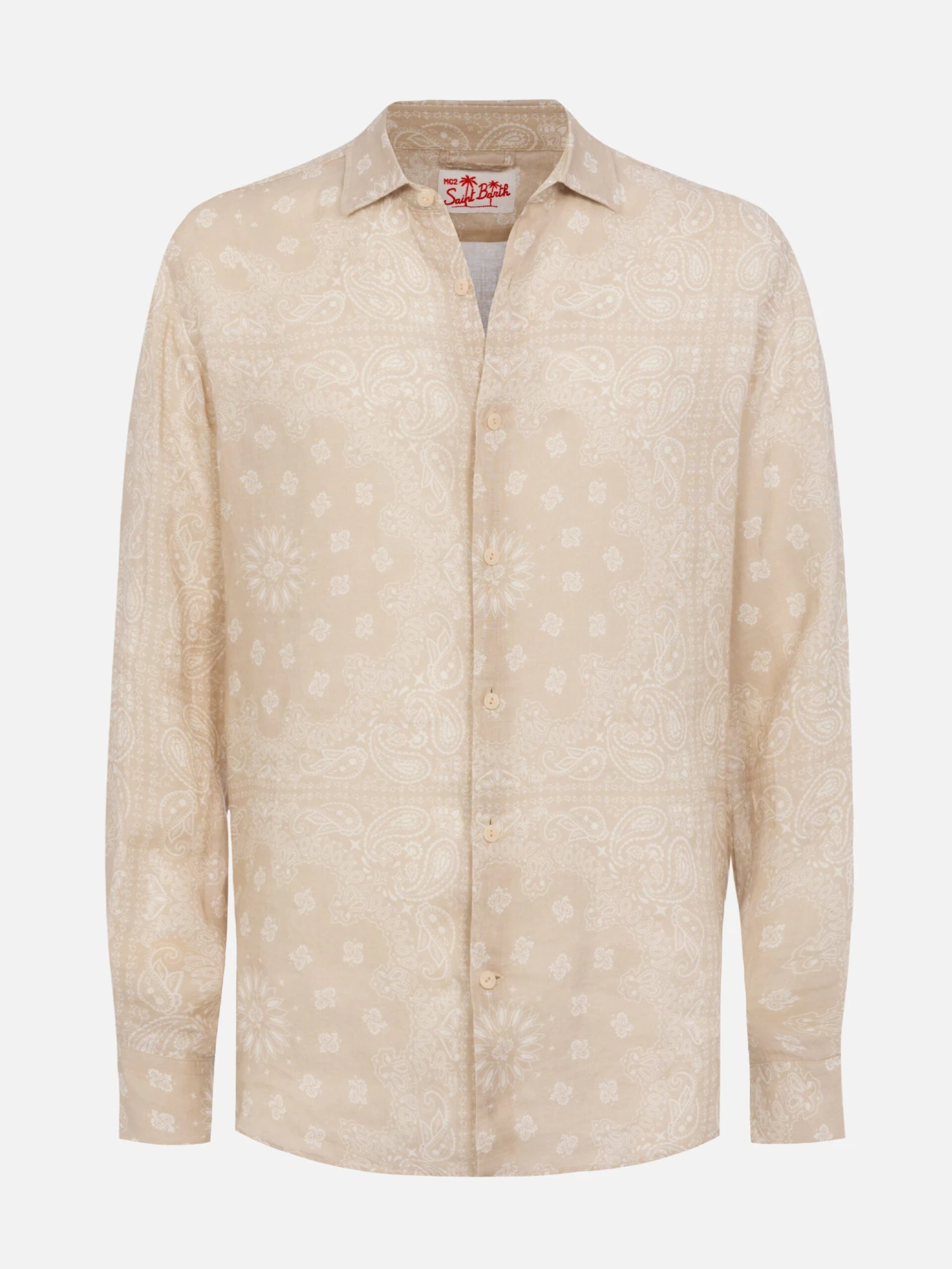 MC2 Saint Barth Linen Shirt Pamplona With Bandanna Print 6 MC2 Saint Barth Linen Shirt Pamplona With Bandanna Print - Image 4