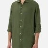 MC2 Saint Barth Military Green Linen Shirt Pamplona -MC2 Saint Barth Shop UID PAMP00101189H MAN SHIRT GREEN 20250304173500 01