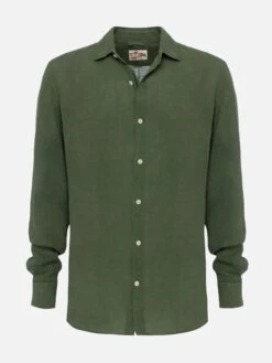 MC2 Saint Barth Military Green Linen Shirt Pamplona -MC2 Saint Barth Shop UID PAMP00101189H MAN SHIRT GREEN 20250305171616 04