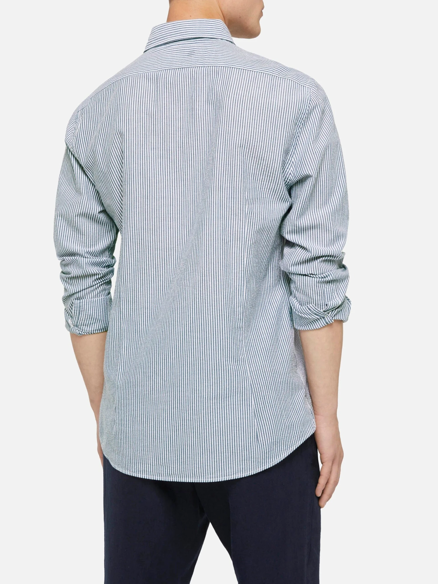 MC2 Saint Barth Light Blue Striped Seersucker Shirt Pamplona 5 MC2 Saint Barth Light Blue Striped Seersucker Shirt Pamplona - Image 3