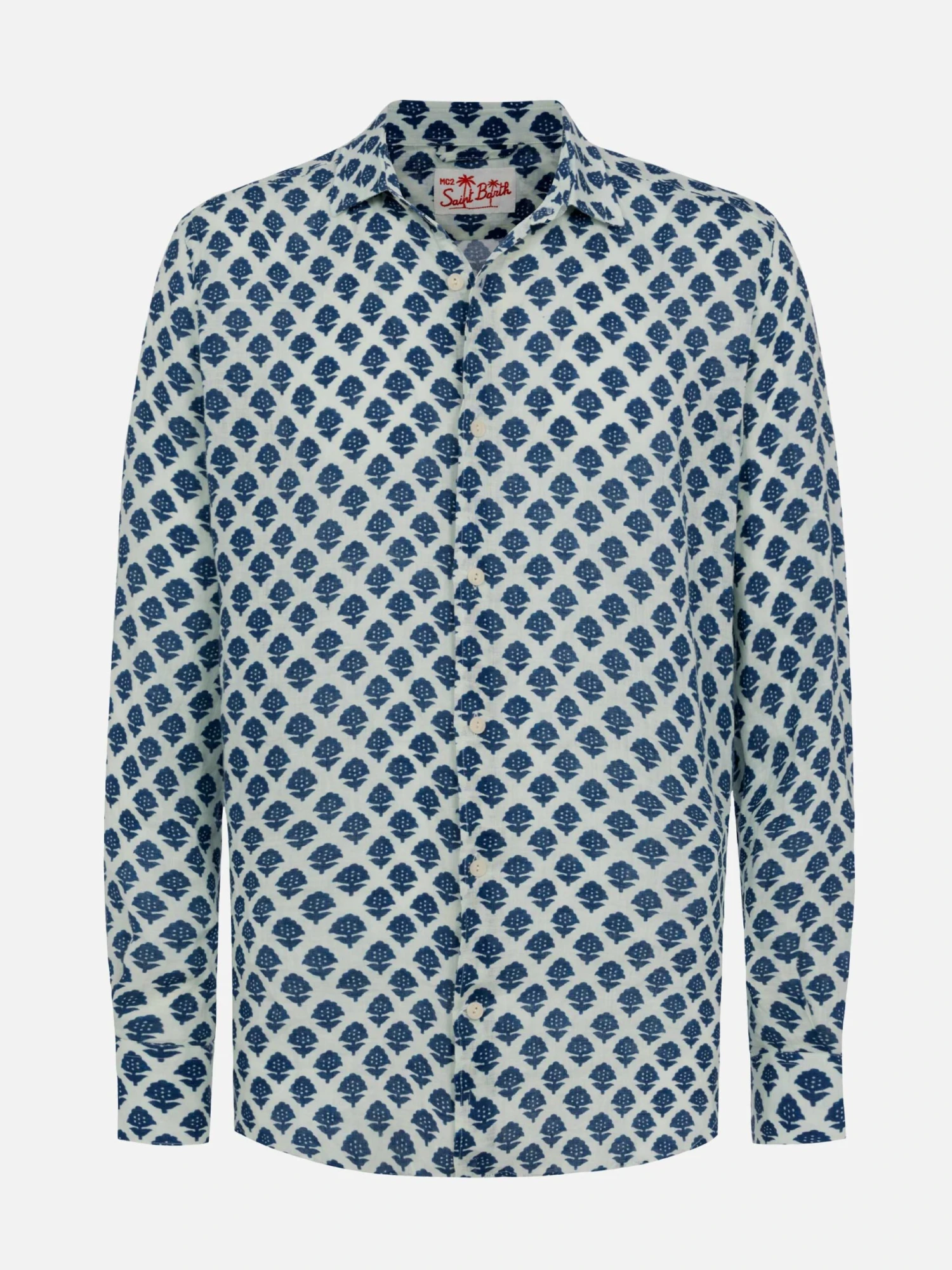 MC2 Saint Barth Linen Shirt Pamplona With Flower Print 6 MC2 Saint Barth Linen Shirt Pamplona With Flower Print - Image 4