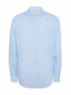 MC2 Saint Barth Light Blue Striped Linen Shirt Pamplona 9 MC2 Saint Barth Light Blue Striped Linen Shirt Pamplona -MC2 Saint Barth Shop UID PAMP00101928H MAN SHIRT BLUE STRIPES 0 4