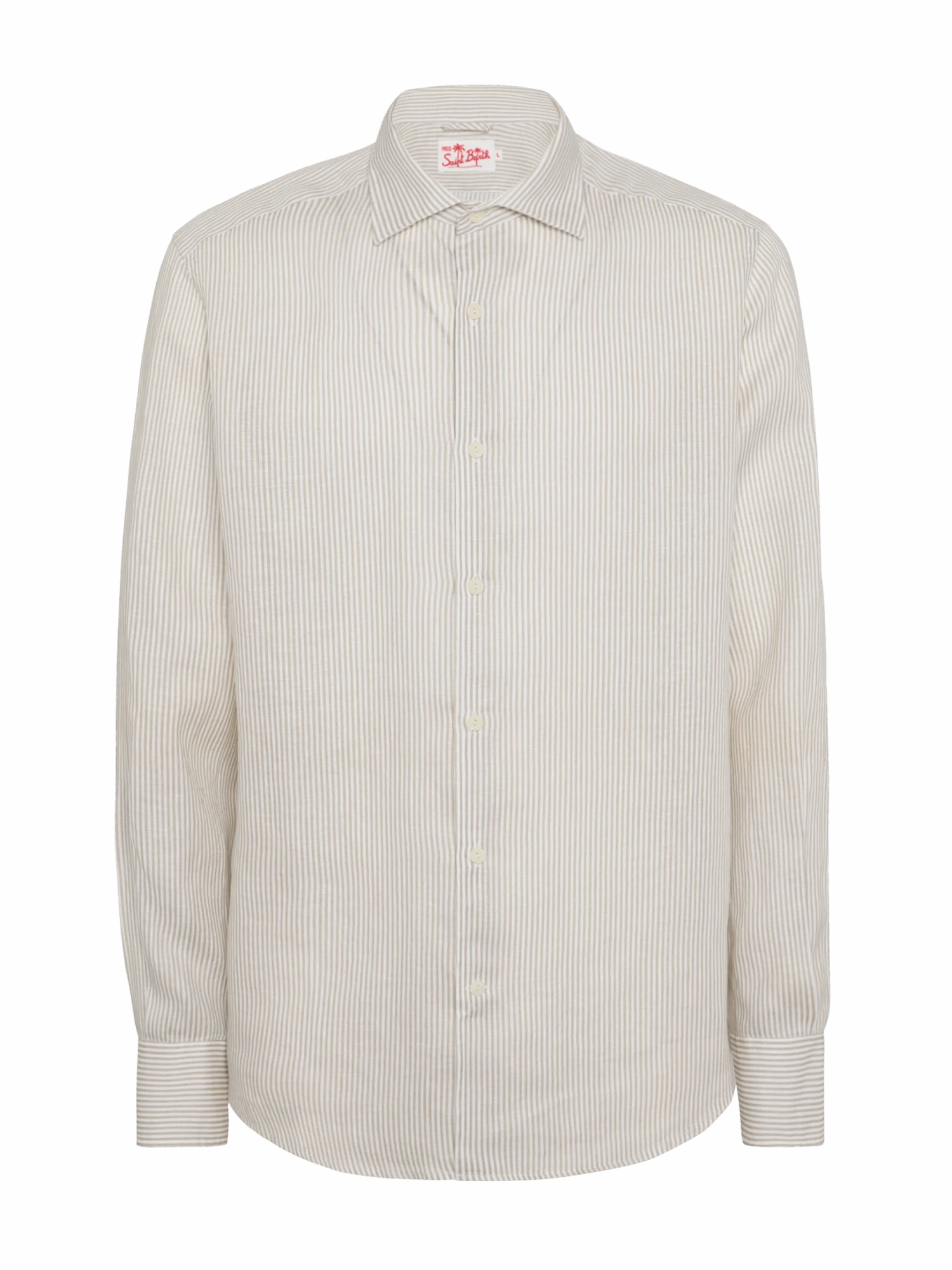 MC2 Saint Barth Beige Striped Linen Shirt Pamplona 6 MC2 Saint Barth Beige Striped Linen Shirt Pamplona - Image 4