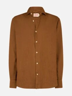 MC2 Saint Barth Man Camel Linen Shirt Pamplona -MC2 Saint Barth Shop UID PAMP00102279F MEN unknown category LINEN19CAMEL 1
