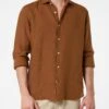 MC2 Saint Barth Man Camel Linen Shirt Pamplona -MC2 Saint Barth Shop UID PAMP00102279F MEN unknown category LINEN19CAMEL 2