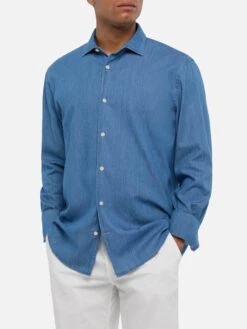 MC2 Saint Barth Dark Denim Blue Chambray Shirt Pamplona